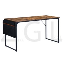 Open Box Homy Casa DEMBE KD Fabric Vintage Desk "55.1" for Office and Home Workspace