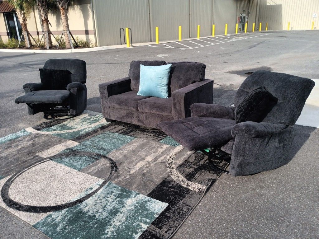Grey 3 Piece Sofa Set