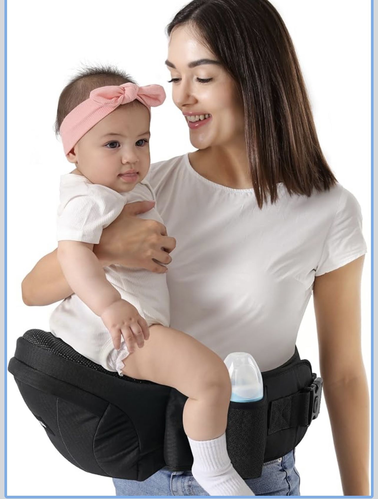 HKAI Baby Hip Carrier, Mom’s Choice Award Winner, Baby Carrier with Adjustable Waistband & Breathable Mesh, Ergonomic Carrier with Non-Slip Hip Seat S