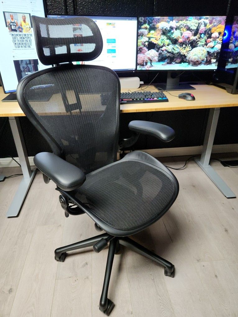 🔥BRAND NEW!🔥HERMAN MILLER REMASTERED AERON GAMING EDITION SIZE C ONYX POSTURE-FIT SL FULLY ADJUSTABLE ARMS SEAT ANGLE TILT LOCK TILT TENSION