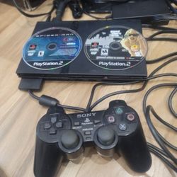 SONY PS2 SLIM WITH 2 GAMES GTA AND SPIDERMAN 