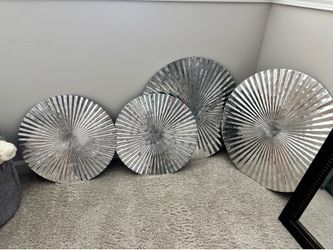 Set of 4 Metallic Textured Wall Discs – Modern Decor