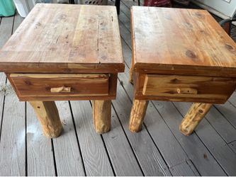 Two wooden nightstands