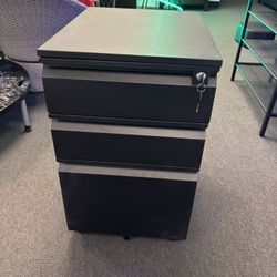 New 23.7”x17.2”x14.6” Black 3 Drawers Filing Cabinet with Lock and Wheels File Cabinet Drawer 