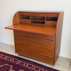Project Piece - Vintage Danish MCM Secretary Roll-top desk