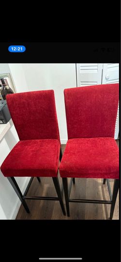Red fabric stools