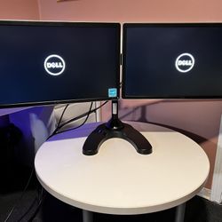 2 Dell Monitors With Adjustable Arms 