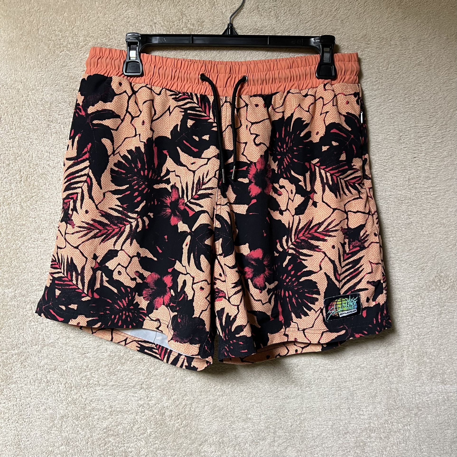 Slunks Volleyball Shorts Lined 6” Mens Large Tropical Peach - CREAMES