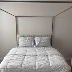 CANOPY BED - Tall Upholstered Headboard - DARK COCOA 🤎