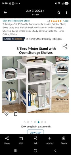 2 person double computer desk with printer