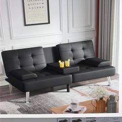Black Leatherette Sofa Bed