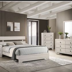 4- Pc Bedroom set Dresser,Mirror  Nightstand (1) Queen size bed frame  Not including Mattress and Box Sp