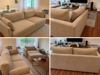 Crate n barrel Comfy Modular Cloud Couch w Storage Ottoman.