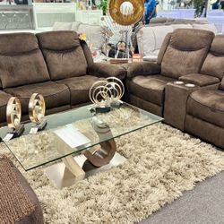 Weekend Special Sale🔥Beautiful Chocolate Reclining Sofa&Loveseat Limited Time Offer $999