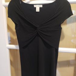 White House Black Market Black Knotted Front Cap-Sleeve Top  Size: S