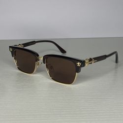 Chrome Hearts Sunglasses Brown/gold Cross Frames