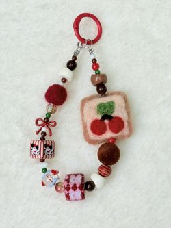 Cute Felt Cherry Keychain – 5.5 inch Plush Fruit Charm for Phone, Bag, or Keys