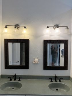 Twin Vanity Lights and Mirrors