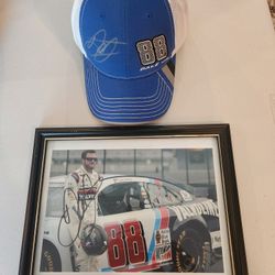 Dale JR signed Picture and Hat