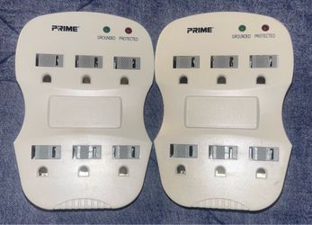 Set Of 2 Prime 6-Outlet Surge Protector Wall Taps