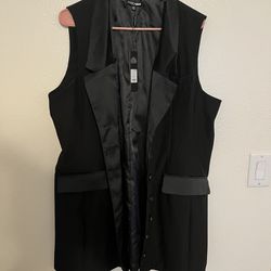 Plus size 2x Button Up Collard Black dress 