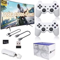Wireless Retro Game Console Stick 4K,Retro Game Stick with Built-in 50 Emulators, 40,000 Games, 4k Output & 2.4GHz Wireless Controller, Retro Game Emu
