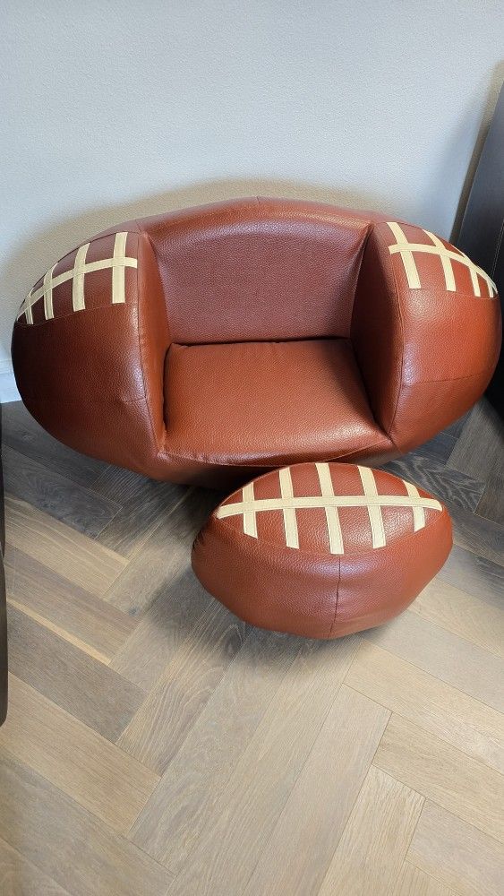 Football Kids Couch Chair With Ottoman  Nfl