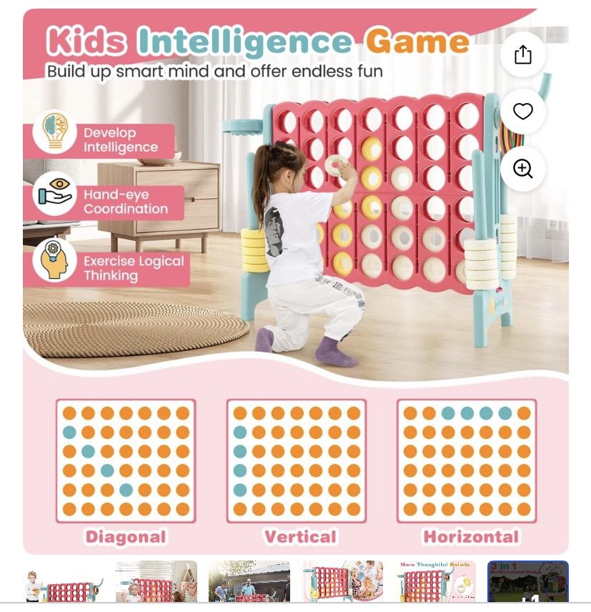 Costway Jumbo 4-to-Score 4 in A Row Giant Game Set with Stickers for Kids Adults Family Fun Red & Blue