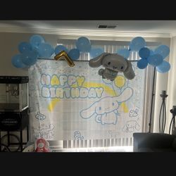 Cinnamaroll Party Backdrop And Cake Topper