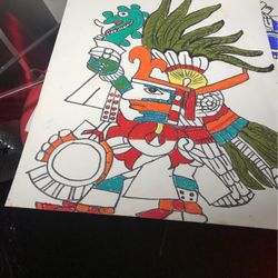 Aztec god of war Pastels original