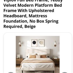 Brand new velvet full bed frame