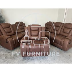SALA RECLINABLE CAFÉ TELA PALOMINO! INSTALACIÓN Y ENTREGA EL MISMO DÍA! 3 PAGOS MENSUALES! 