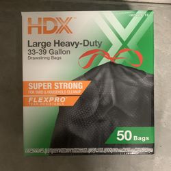 HDX 33-39 Gallon Black Heavy Duty Drawstring Outdoor Trash Bags (50-Count)