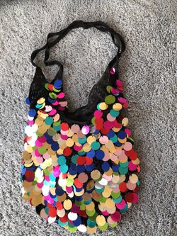 Colorful sequined mesh purse