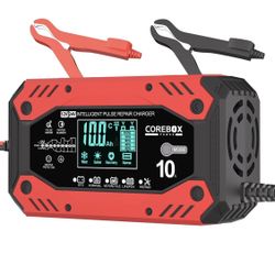 Battery Charger 10-Amp 12V/24V Smart Trickle Charger for Car - Battery Maintainer Trickle Charger, and Automotive Battery Charger with Temperature Com