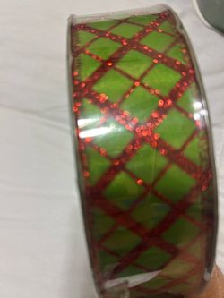 Glitter Plaid Wired Ribbon