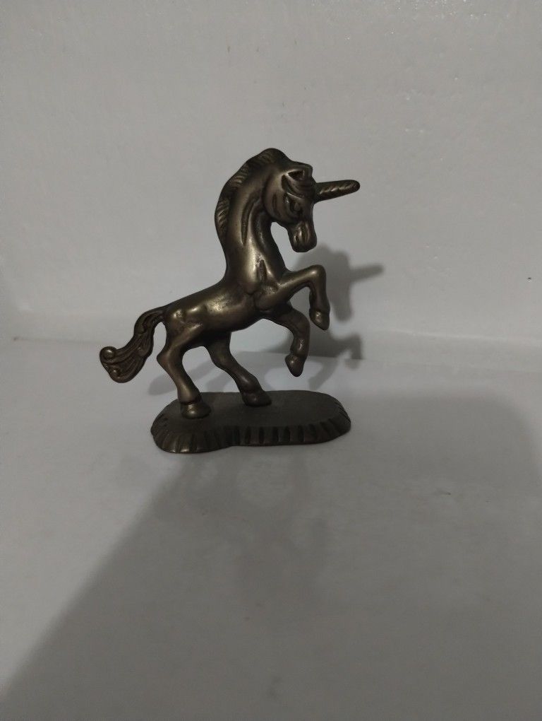 VINTAGE BRASS UNICORN FIGURINE 4" -AQ99