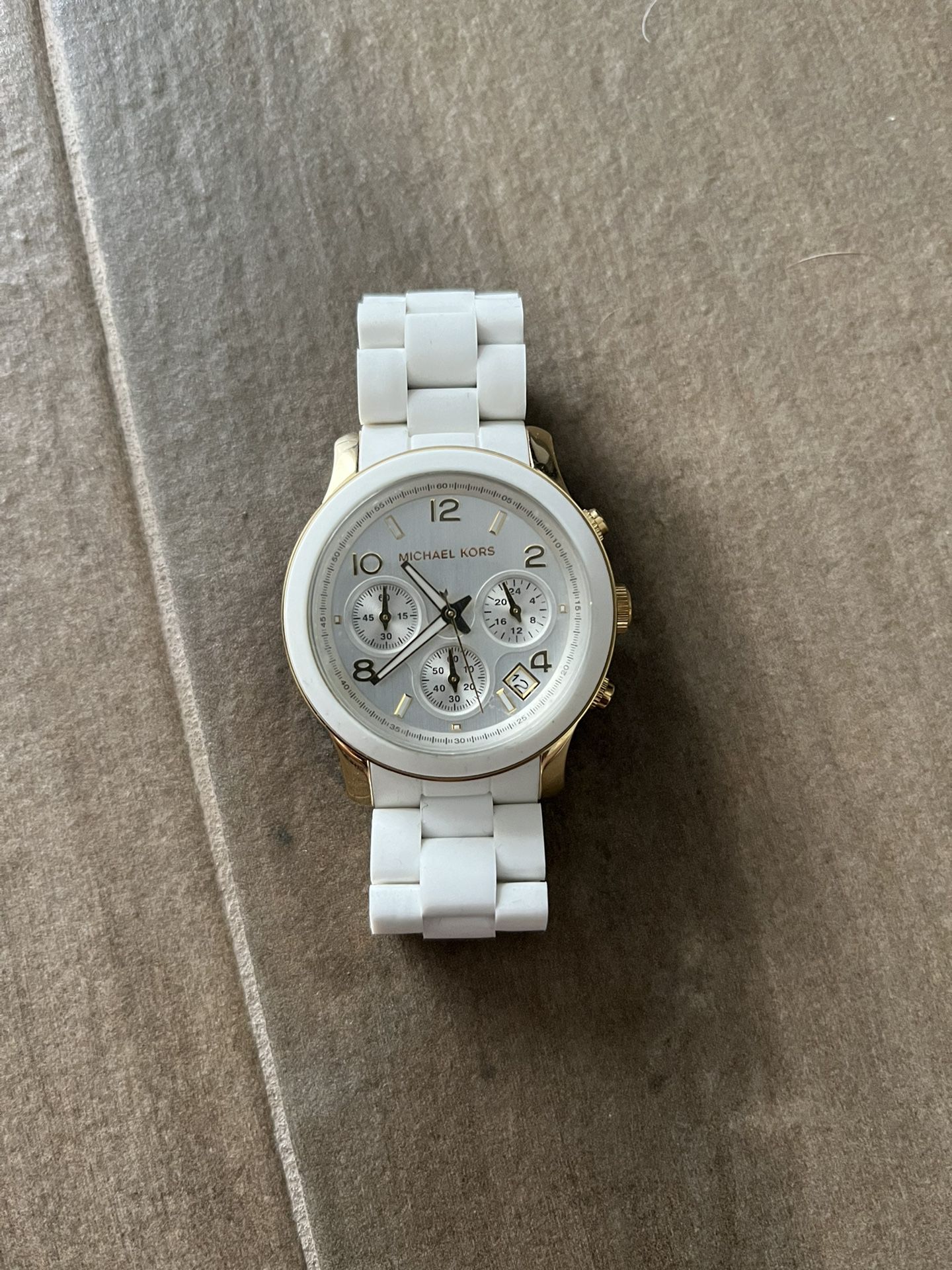 Authentic White With Gold Michael Kors Watch 