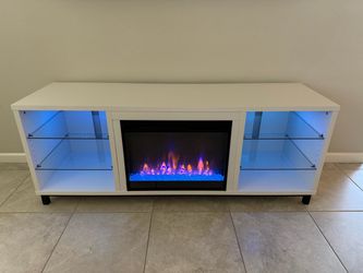 Modern White TV Stand/Fireplace