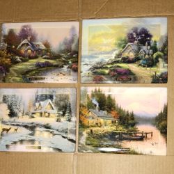 Thomas Kinkade, Tile, Plate, Winter Peace, Spring Renewal, Summer's Reflection, Autumn's Retreat, Christmas, Gift