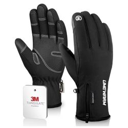 Black Size Large Winter Gloves Men Touchscreen Fingers