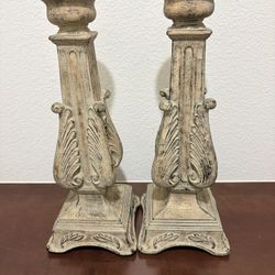 18”White Washed Candle Holders