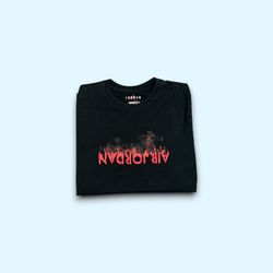 Air jordan 1989 AJ4 flame script graphic standard fit t-shirt black mens medium 
