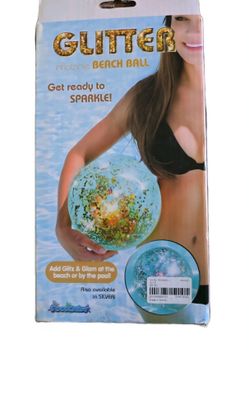 Glitter Beach Ball 12” iridescent prism glitter GOLD NWT