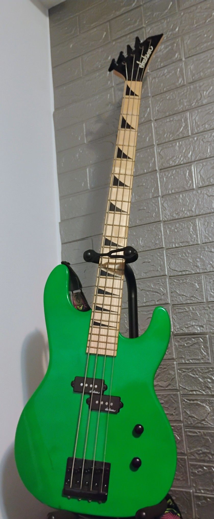 Bass Guitar With Strap, Amp, Cord And Stand