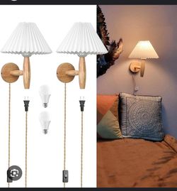 Wall Sconces Set of Two Rustic Wall Lamp with Plug in Cord Indoor