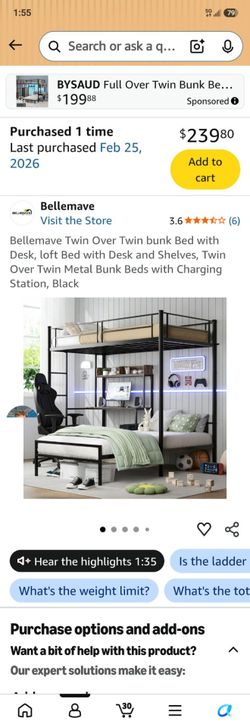 Bunk bed with attached desk