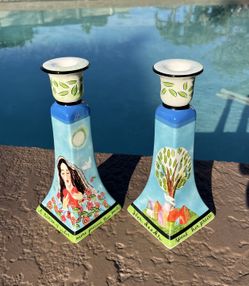 Brand new Jessica Sporn Aviv Judaica ‘A Woman of Valor’ candleholder set