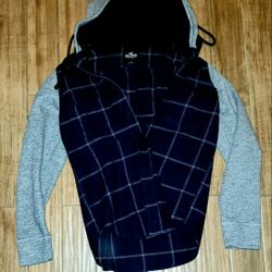 Jacket Hoodie  Hollister Grey Blue Long Sleeve  Small