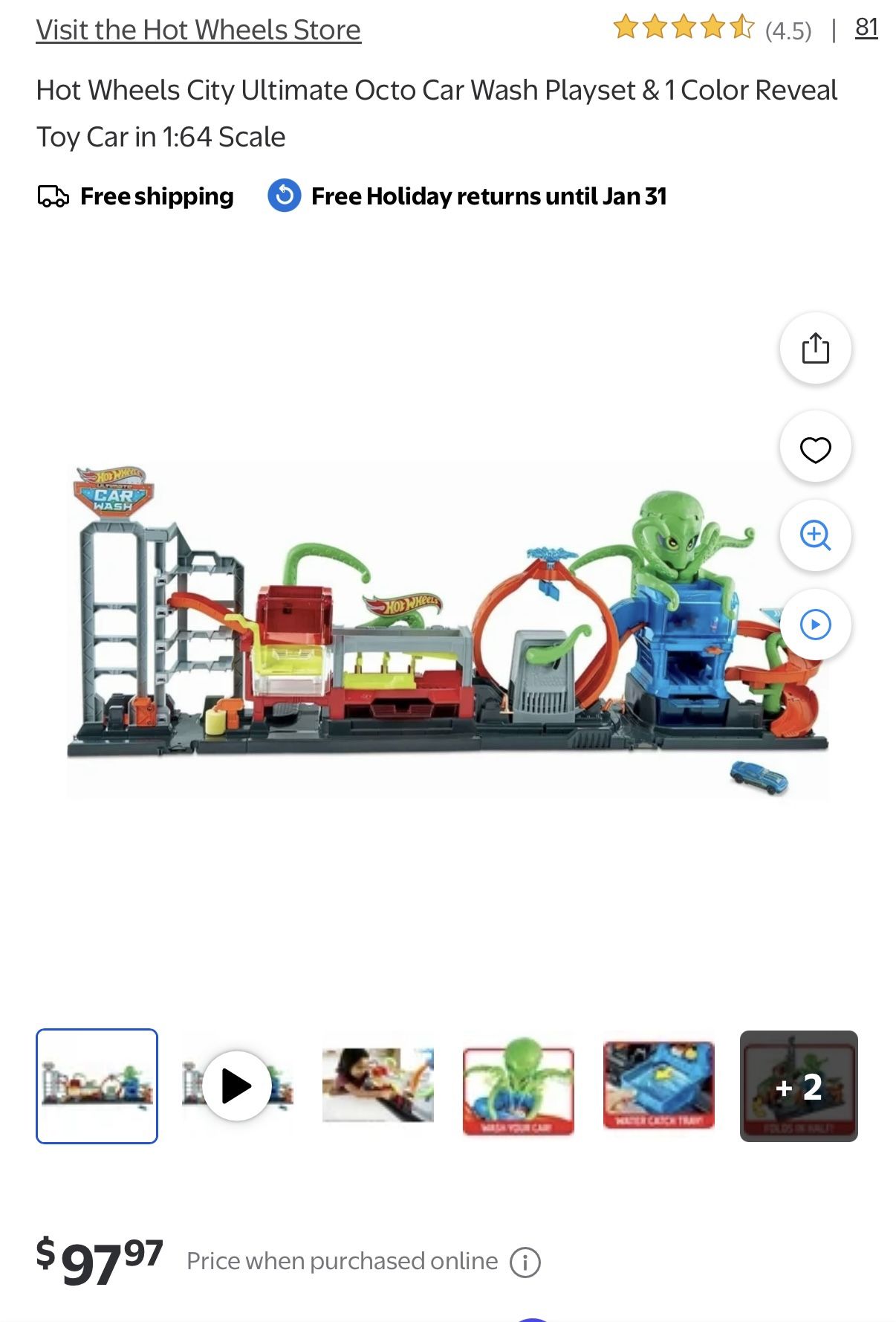 Hot Wheels Octo Carwash and 3 Color Reveal Cars